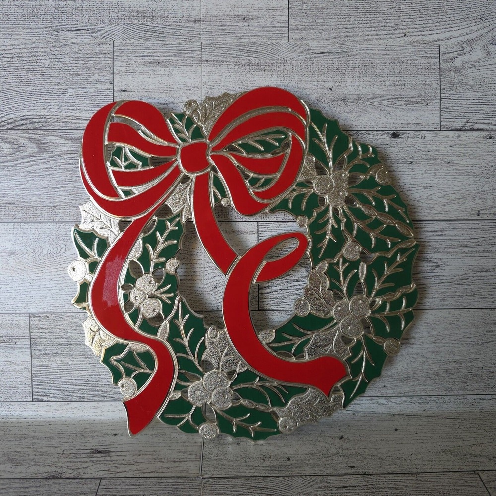 W.M A ROGERS ONEIDA SILVERSMITHS VTG HOLIDAY WREATH‎ TRIVET CHRISTMAS DECOR
